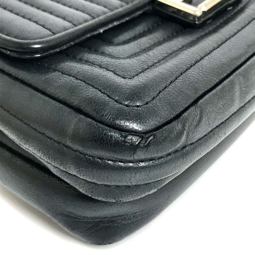 FENDI Black Leather Pochette Shoulder Bag - Picture 8 of 16